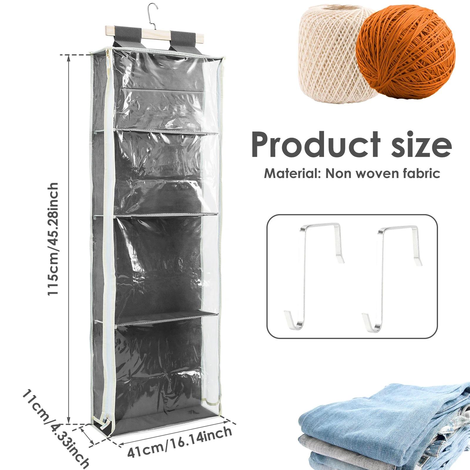 

Over The Door Organizer with 4 Large Pockets Large Capacity Knitting Organizer Storage with Zipper Toy Plush/Hammock Hanging Bag 115x41x11cm сірий