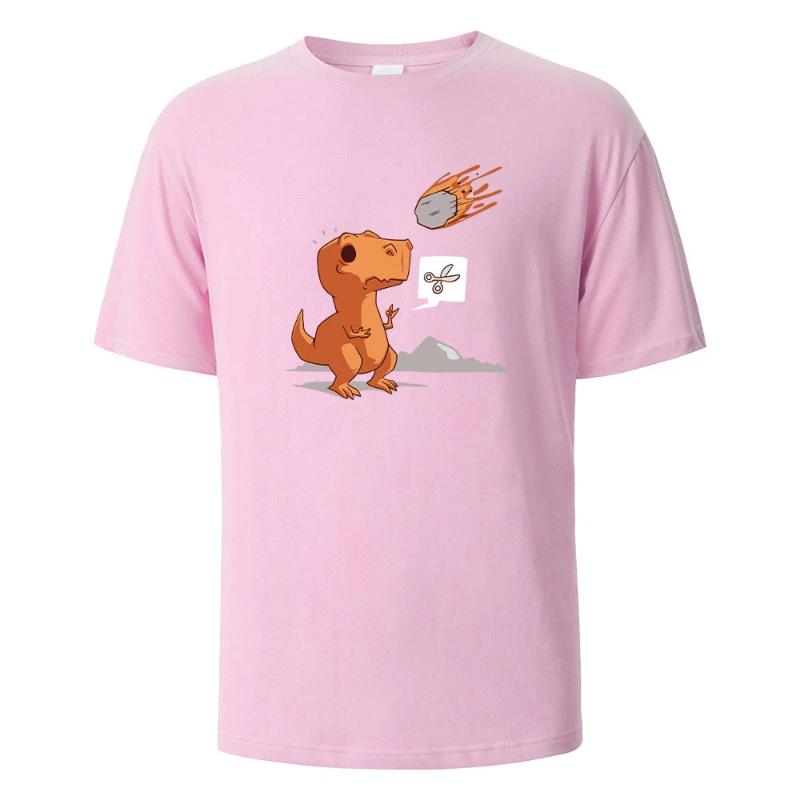 Dinosaurier und Meteorit Aufdruck Streetwear T-Shirt Lässige Kurzarm Oberteile Sommer T-Shirts Für Männer Frauen Baumwolle Rundhals Oversize