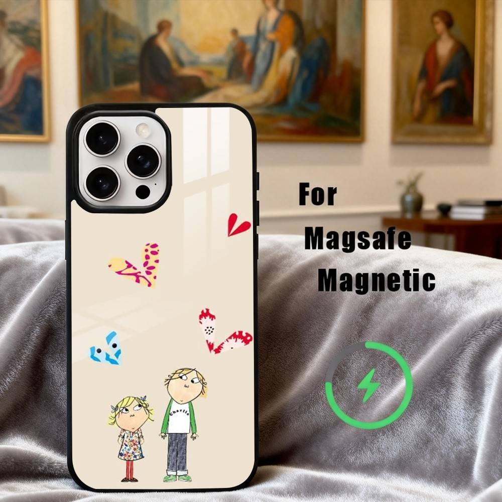 

C-Charlie-E and L-Lola-A Phone Case For iPhone17,16,15,14,13,12,11 Plus,For Magnetic Wireless Charge Cover iPhone12mini