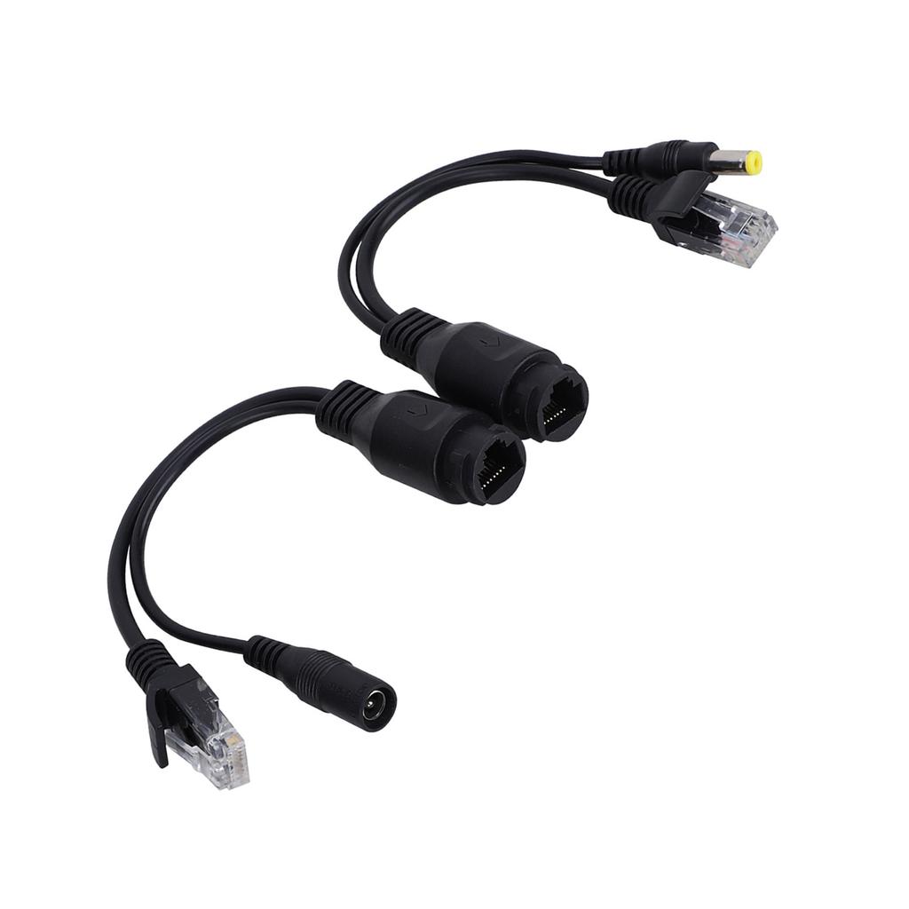 12V Power Over Ethernet Passive POE Adapter Cable Splitter Injector Waterproof  Black