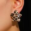 Temperament Leopard Print Geometric Flower Earrings for Women Ladies Vintage Metal Petal Drop Earrings Holiday Jewelry Wholesale