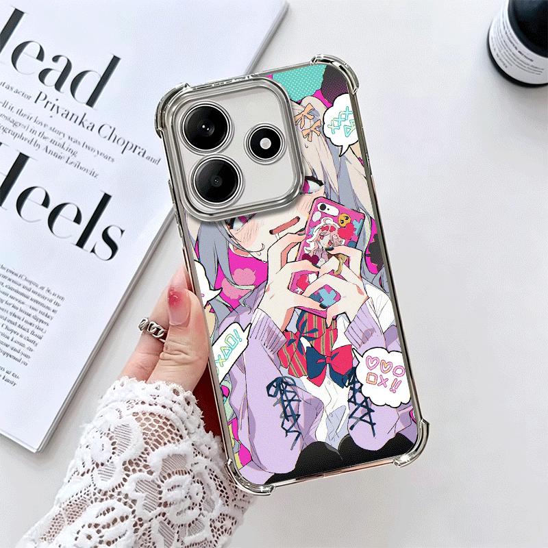 Anime Kwaii Mädchen Ins Stil Galvanisiert Handyhülle Für Xiaomi Redmi Note 14 15 Pro Plus 13 12 11 11S 11T 10 9S 9 5G Anti-Fall Airbag
