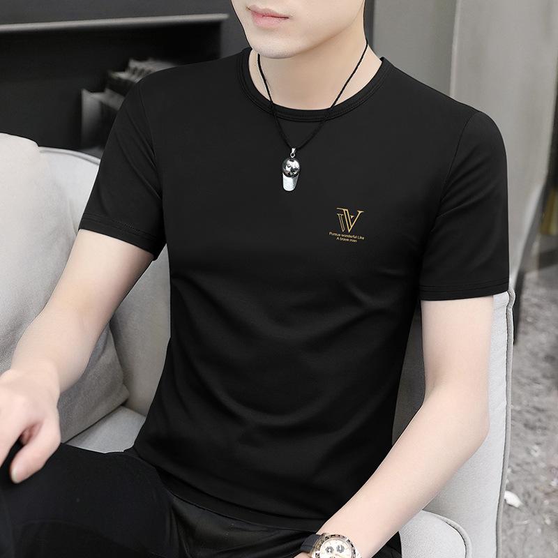 High-End Men'S Short-Sleeve T-Shirt For Summer Casual Business Style Ice Silk Cool-Touch Quick-Dry Half-Sleeve Top