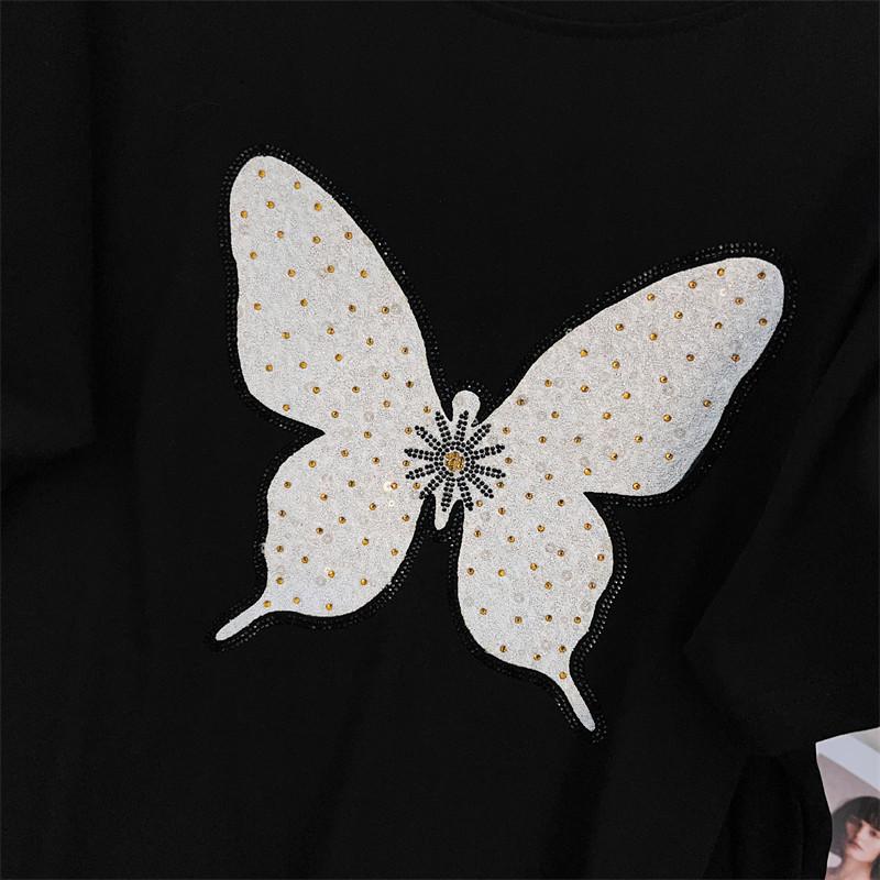 Round Neck Plus Size Mid-Length Loose Short-Sleeve Women's T-Shirt (200/300/350 Jin)