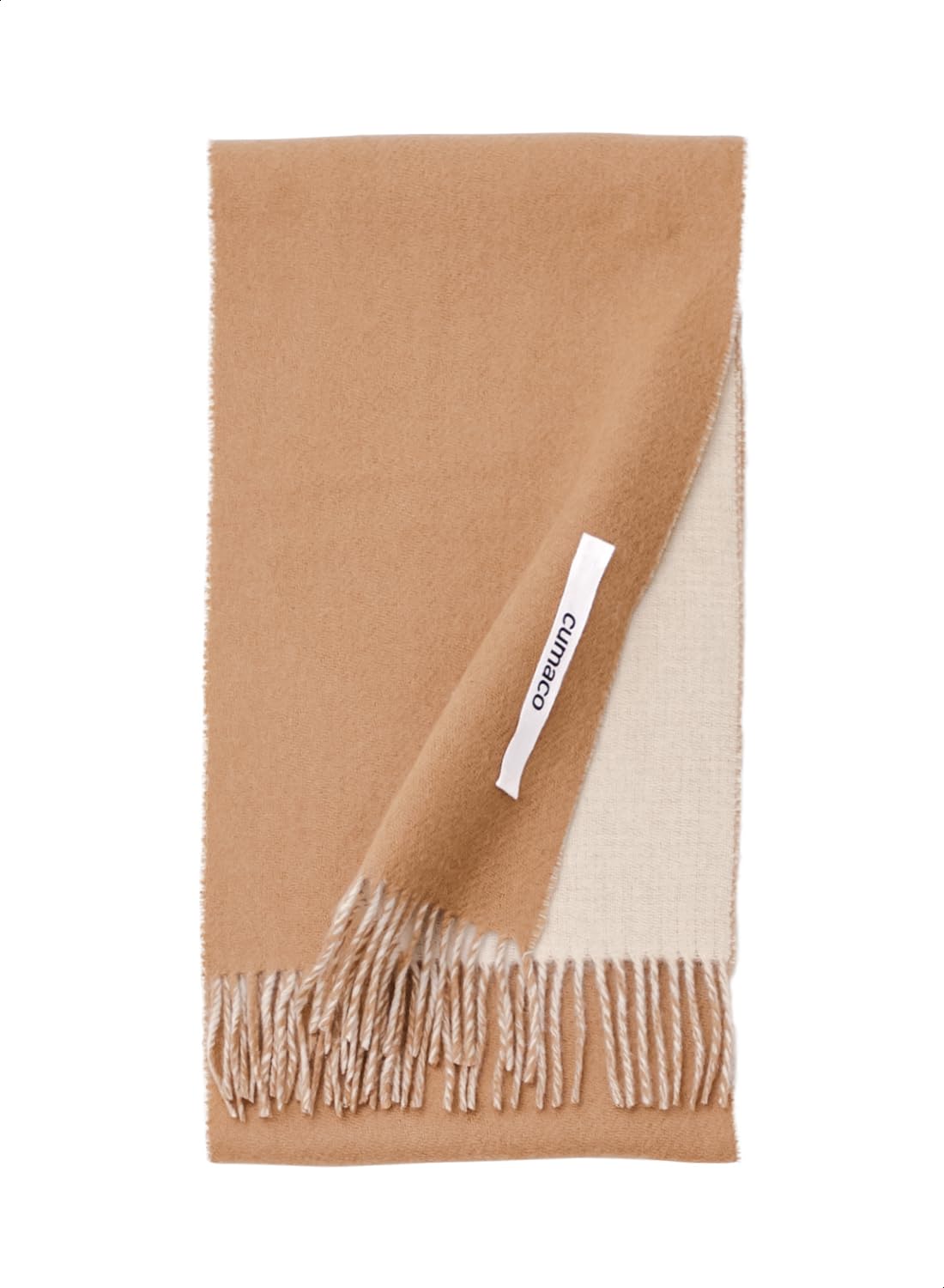 

Camel White Cashmere Mini Check Brand [cumaco] 01. 100% Scarf, Pattern, Reversible, Unisex, Small, Compact, Name, Gift, Brown, White, C-C0011B-5030
