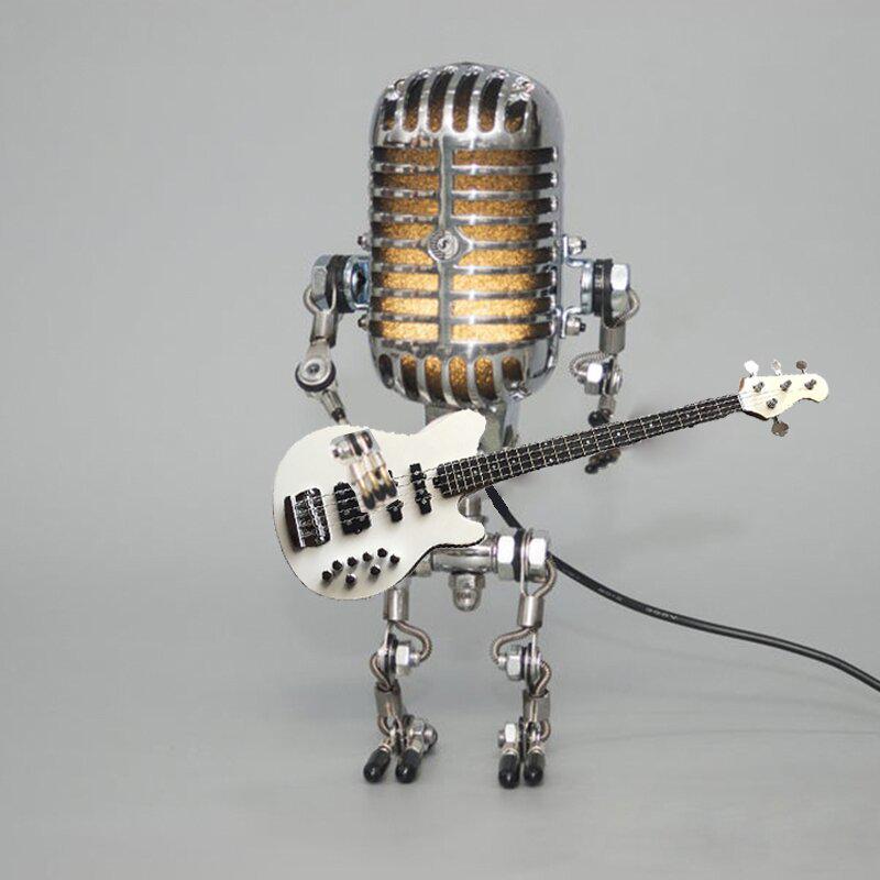 Retro Metal Microphone Robot Lamp