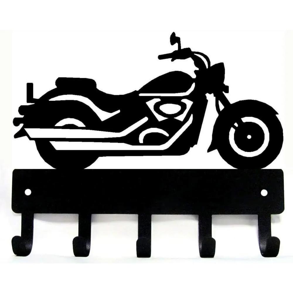 Kryssarmotorcykel Nyckelhållare Hängare Nio Tum Bred Metall Väggkonst Badrumshållare Organizer Förvaring Nio Tum Motorcykel