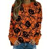 Spring and Autumn Women's Blouse Christmas Theme Printed Long Sleeve Round Neck Loose Top Moose