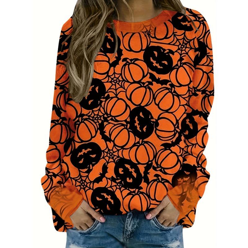 Spring and Autumn Women's Blouse Christmas Theme Printed Long Sleeve Round Neck Loose Top Moose
