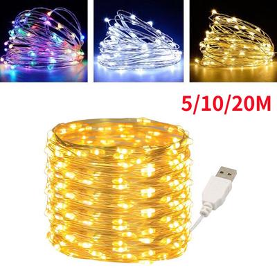 5/10/20M USB LED Dize Işıklar Bakır Gümüş Tel Çelenk Işık Su Geçirmez Peri Işıklar Noel Düğün Parti Dekorasyon