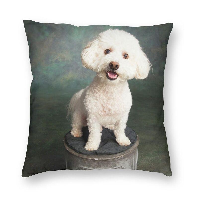 Pink Convertible Pillowcase White Poodle Home Decor Dog Lover Sofa Cushion Cover Living Room  Bedroom