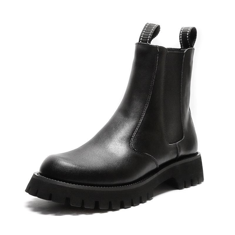 Men's Chelsea Boots Fashion Boots Cowhide Autumn and Winter New Martin Platform Outdoor Leisure Mid Tube Wenzhou