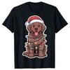 Newfoundland Dog Christmas Lights T Shirts Unisex Cotton Humor Streetwear Tee Shirt Short Sleeve Unisex Loose Crewneck Clothing
