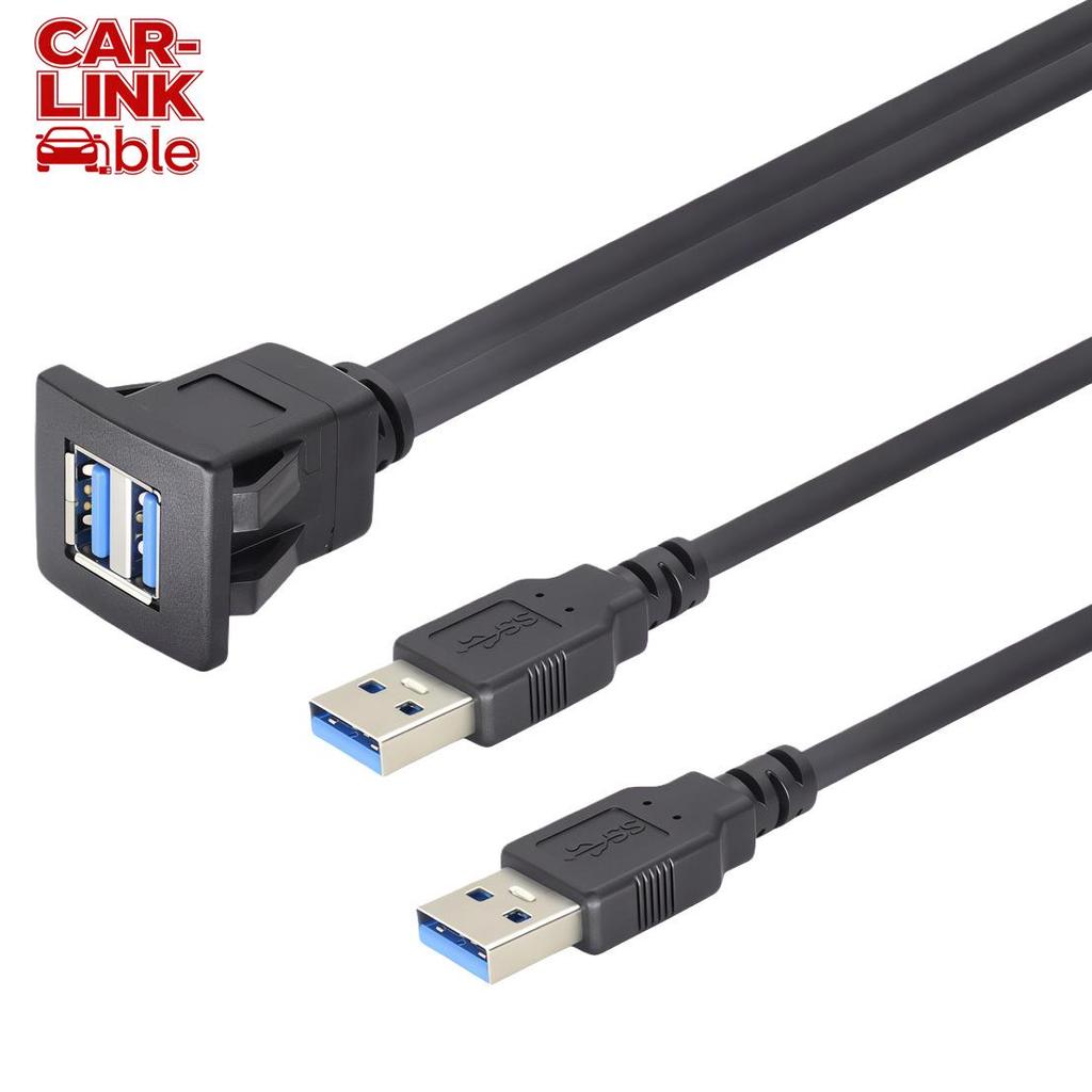 Waterproof Dual-Port USB3.0/2.0 Square Buckle for Car/Yacht/Motorcycle Dashboard