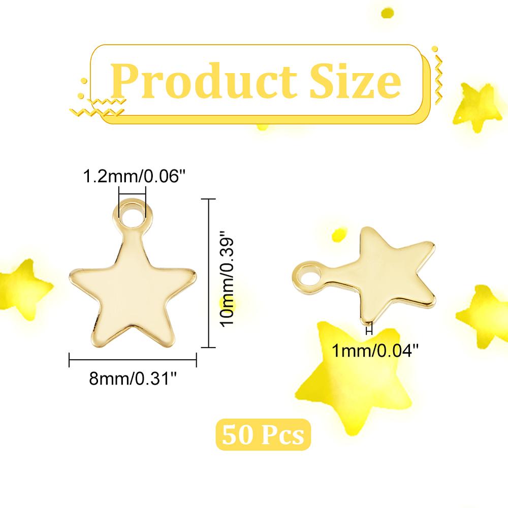 304 Stainless Steel Charms Star with Bead Container Golden 10x8x1mm Hole: 1.2mm About 50pcs/box