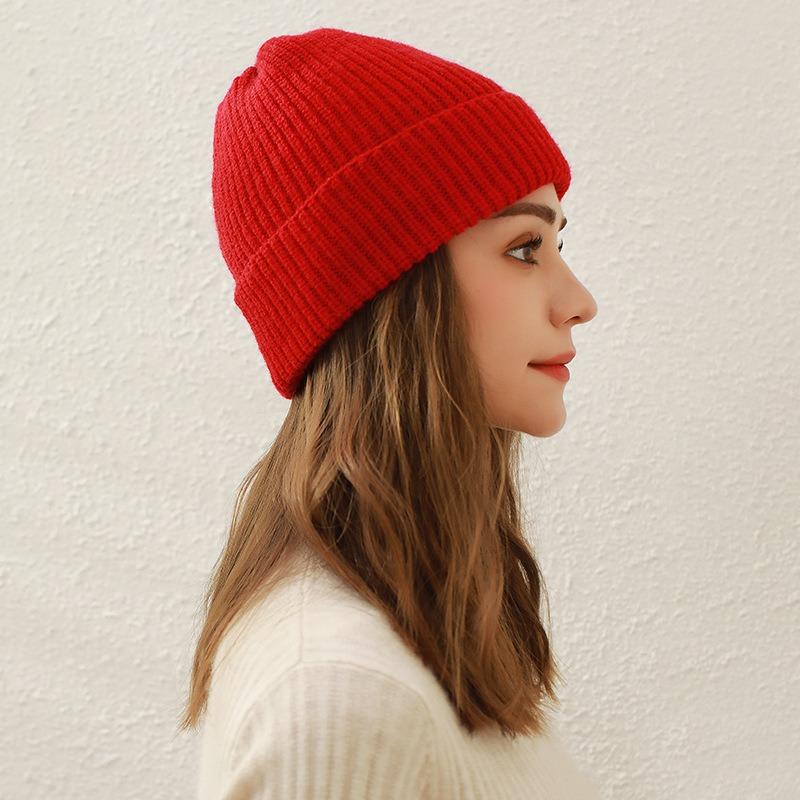Solid color knitted hat children's autumn and winter new student versatile dome melon rind wool hat cold hat men's trend