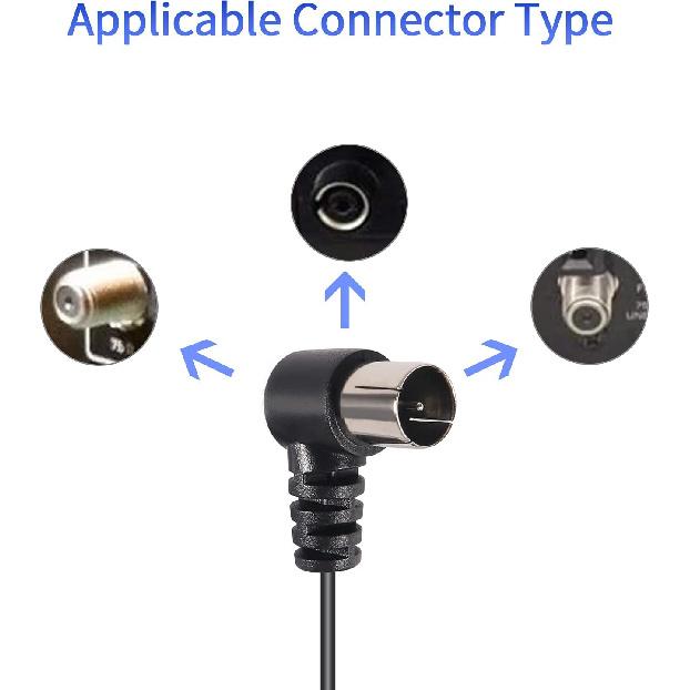 Stereo Alıcı için İç Mekan FM Anteni - 3 Konektörlü 75 Ohm F Tipi Erkek Koaksiyel Kablo - Ev Sineması, FM Sistemi, Ses Sistemi ile Uyumlu -