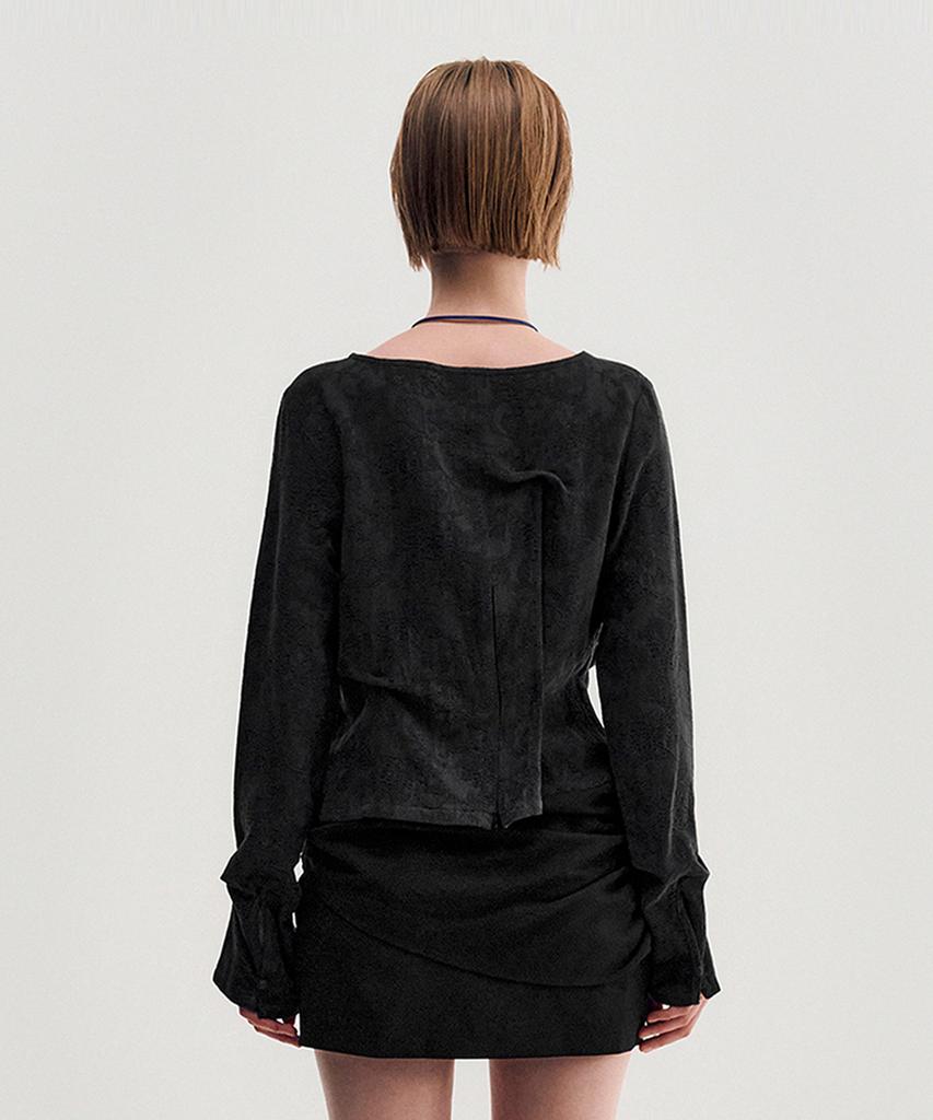 Kimjisu Pinched Long Sleeve Top _ Black