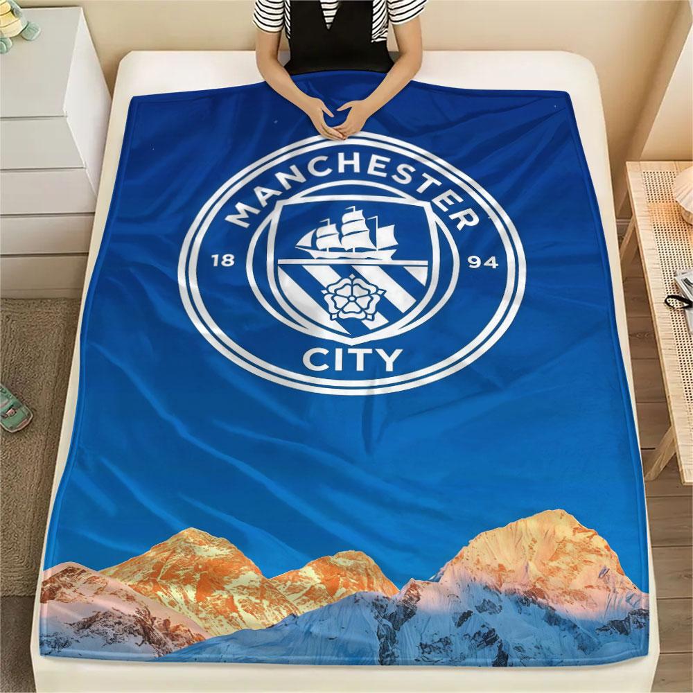 Man City Printed Flannel Blanket, soft throw for bedroom sofa, washable, fan merchandise, great gift.