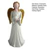 yangyizhi Angel Figurine, Resin Gold Wing Statue, White Skirt Faceless Holding Pigeon, Hand-Painted Home Decor
