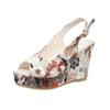 Large size printed fish mouth thick-soled wedge heel one-word buckle sandals summer beach open-toed women's shoes