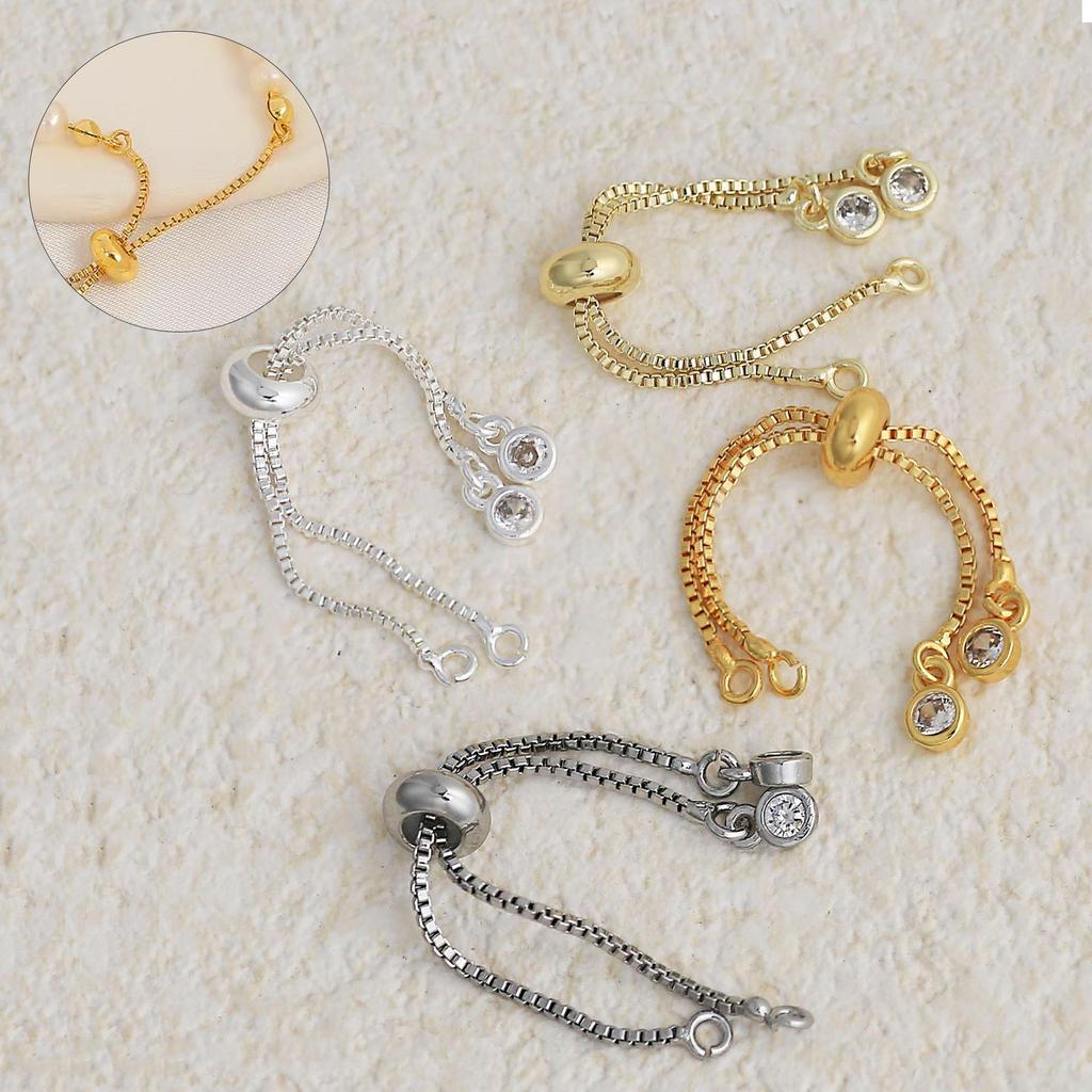 Adjustable 18K Gold Zircon Bracelet Extension Chain – Color-Preserving DIY Jewelry Accessory