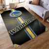Warriors Logo with Blue and Yellow Stripes Rug Non-slip rug suitable for living room and bedroom sofas.