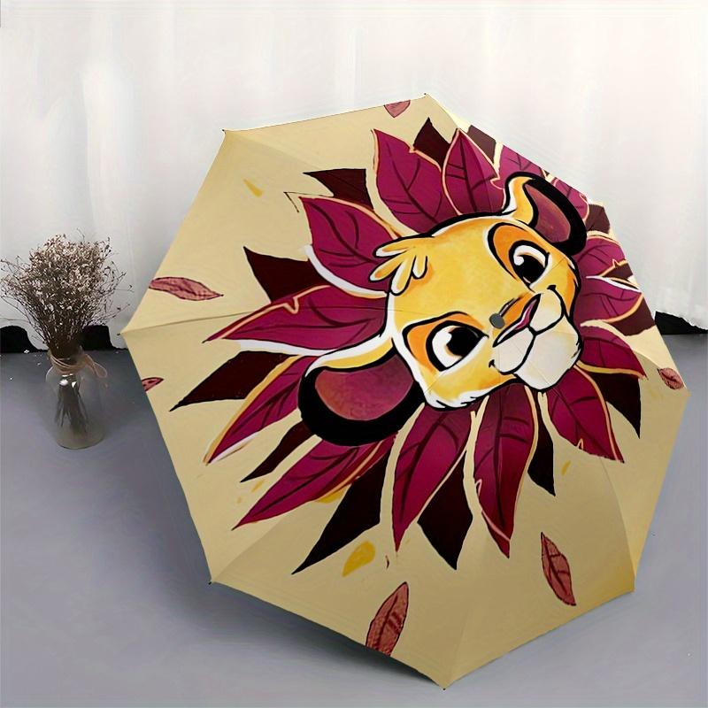 Lion King, Simba Themed Automatic opening and closing folding umbrella, 8-rib windproof, compact travel design, suitable for all occasion |