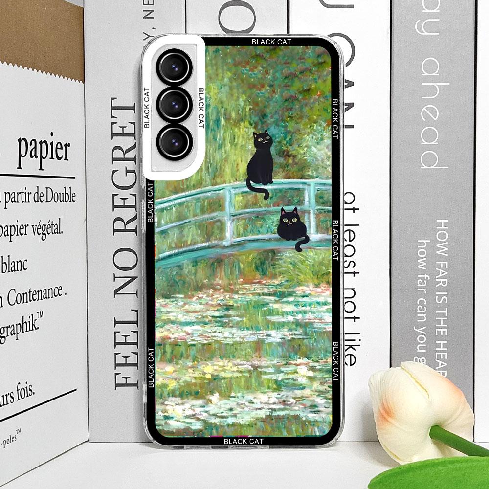 

Retro Oil Painting Van-Gogh Flower Art Cat Phone Case for Samsung Galaxy S25 S24 S23 Ultra S22 Plus S21 FE 5G Clear Cover Fundas Samsung S24