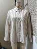 Retro Striped Long Sleeve Shirt with Fold Collar and Pocket - Korean Casual Spring/Summer Style