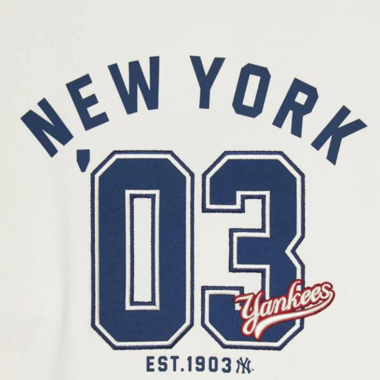 New MLB New York Yankees Sweatshirt Unisex Cream 3AMTV1044-50CRS