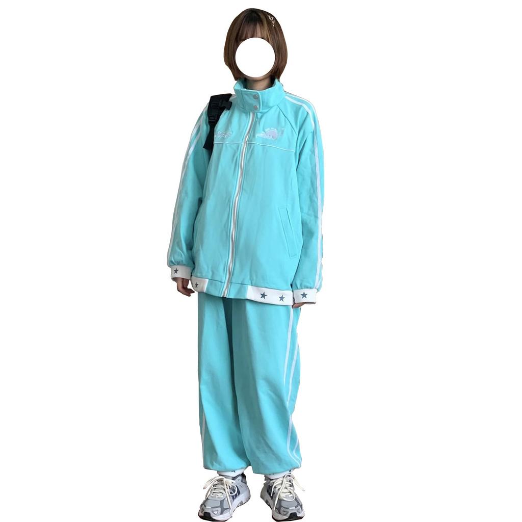 ZYOOFOV Tracksuit Set with Star Open Elastic Long Striped and Cute Available in Plus Perfect for Spring and Women's Pattern, Front, Waist, Sleeves,