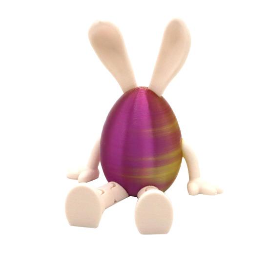 Easter Egg Figurine with Articulated Legs 3D Printed Movable Joints Rabbit Ear Egg Fidget Toy Holiday Party Decoration Ornament