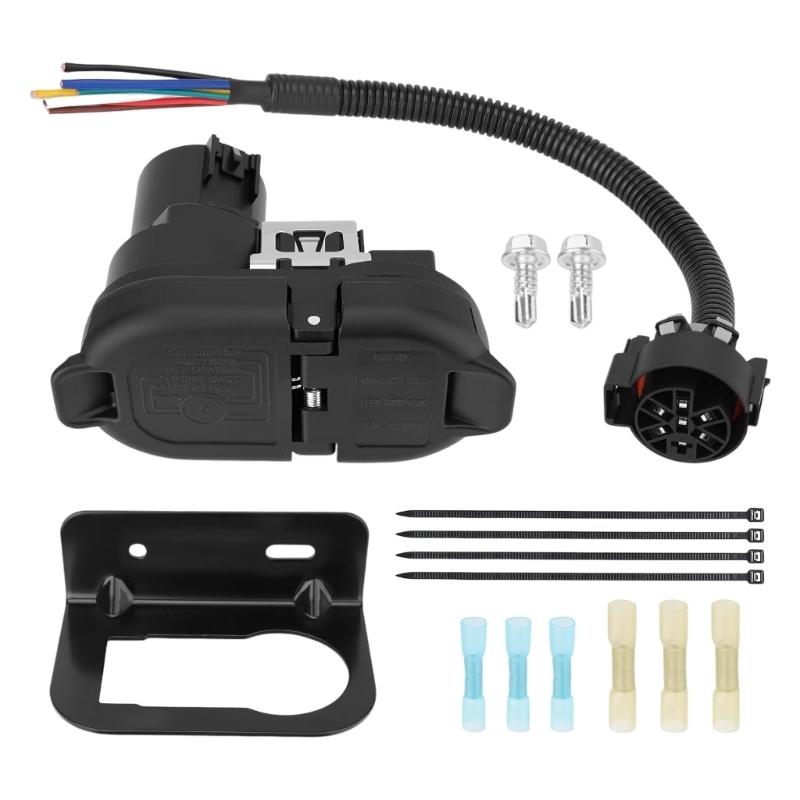 7 Way Trailer Connector Plug Wiring Harness With 4 Flat Pin Adapter For USCAR Socket Trucks And Trailers