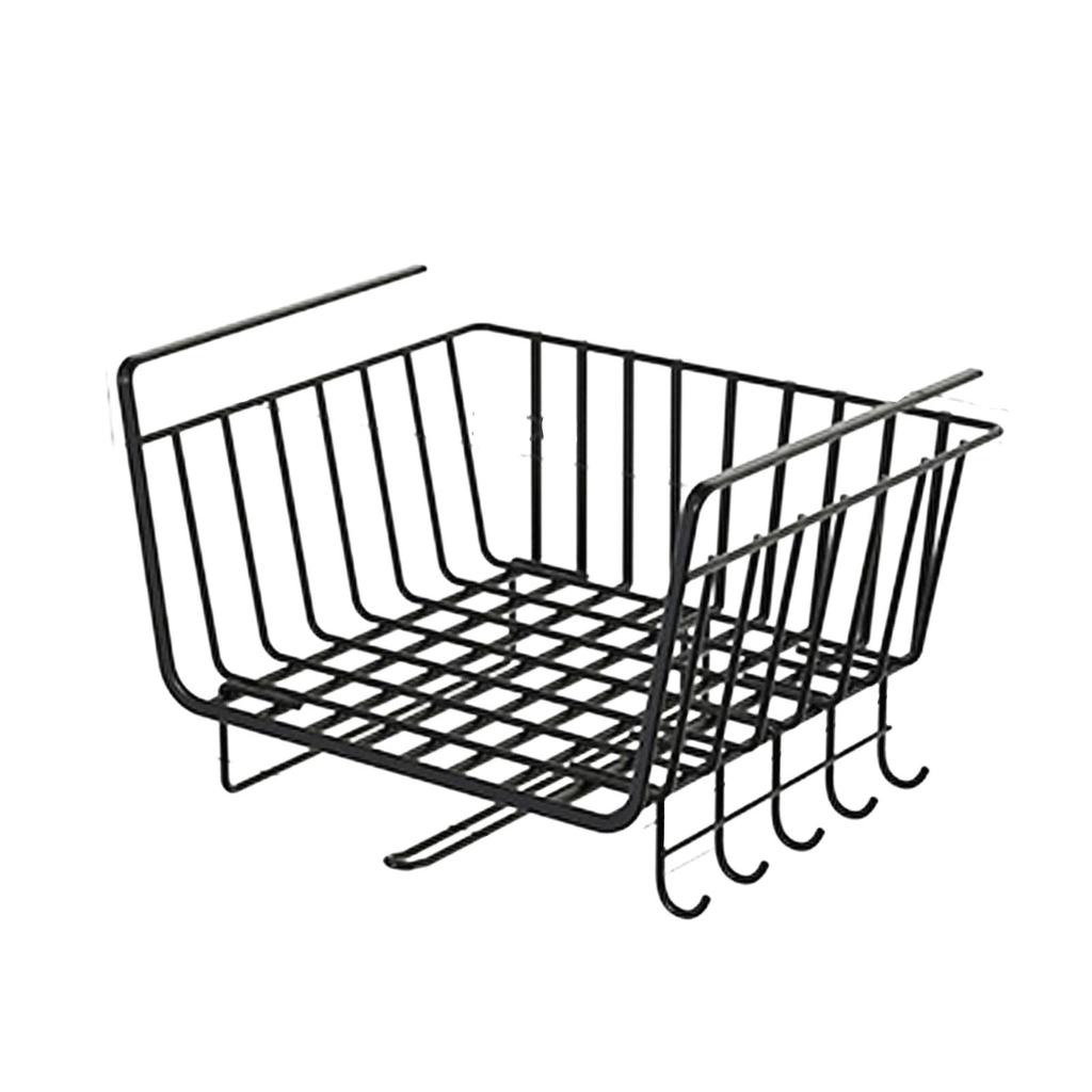 Under Shelf Wire Basket Iron Black Multifunctional Space Saving Under Cabinet Hanging Basket Organizer