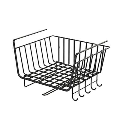 סל רשת מתחת למדף ברזל שחור רב-תכליתי חוסך מקום סל תלייה מתחת לארון