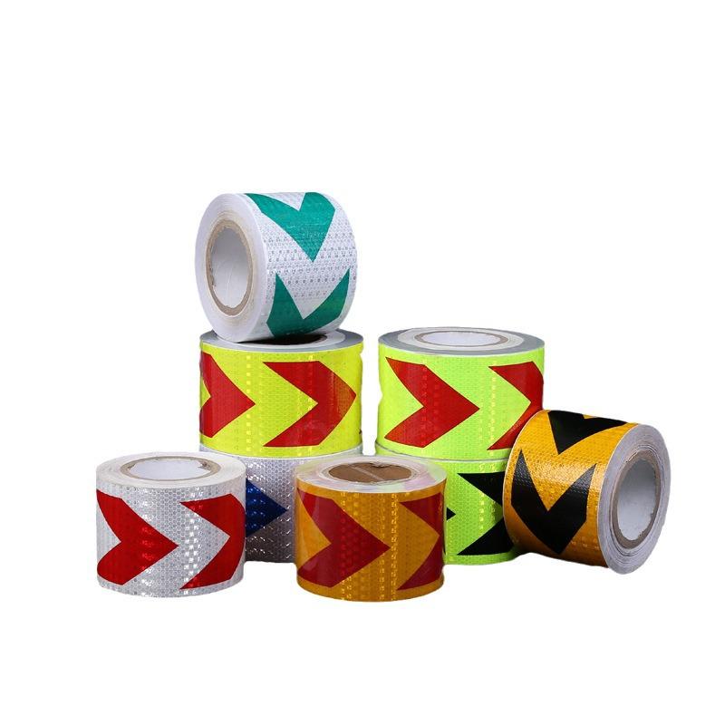 Customized Reflective PVC Sticker: Black & Yellow Arrow Design