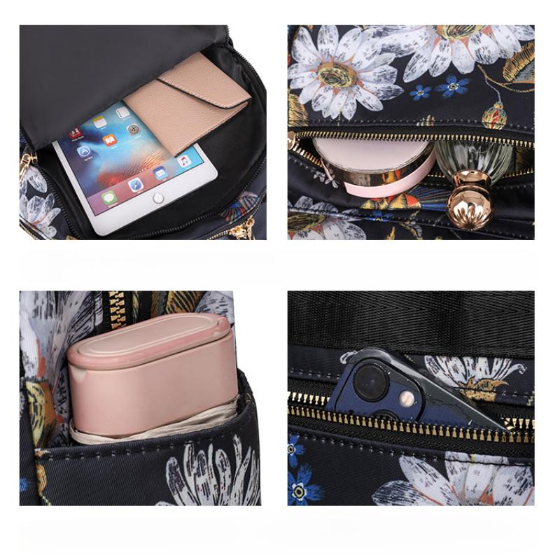 Fashion Sweet Cherry Butterfly Backpack Soft Nylon Fabric Women's Shoulder Bag Cute Versatile Teenager Girl School Bag Leisure Outdoor Travel Rucksack