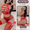 Foreign Trade Sexy Three-point Hollowed-out Erotic Underwear Striped Breast Split Two-piece Set European and American Pure Desire Bikini