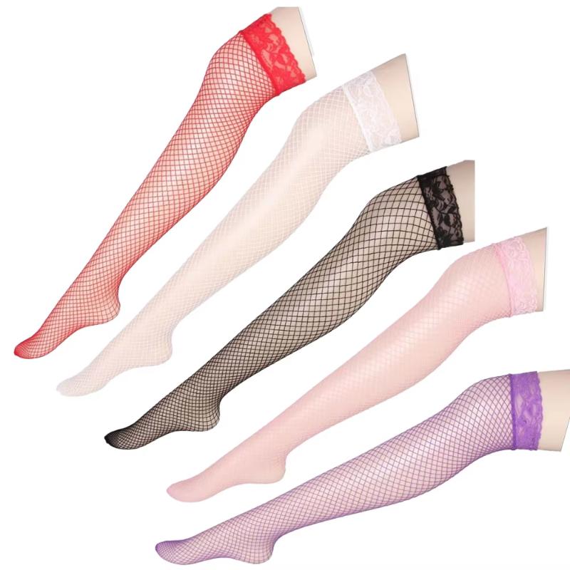 Toucheart 3D Lace Fishnet Stockings Sexy Lace Fishnet Stockings Women's Tempting Fishnet Stockings Solid Color Sexy Underwear