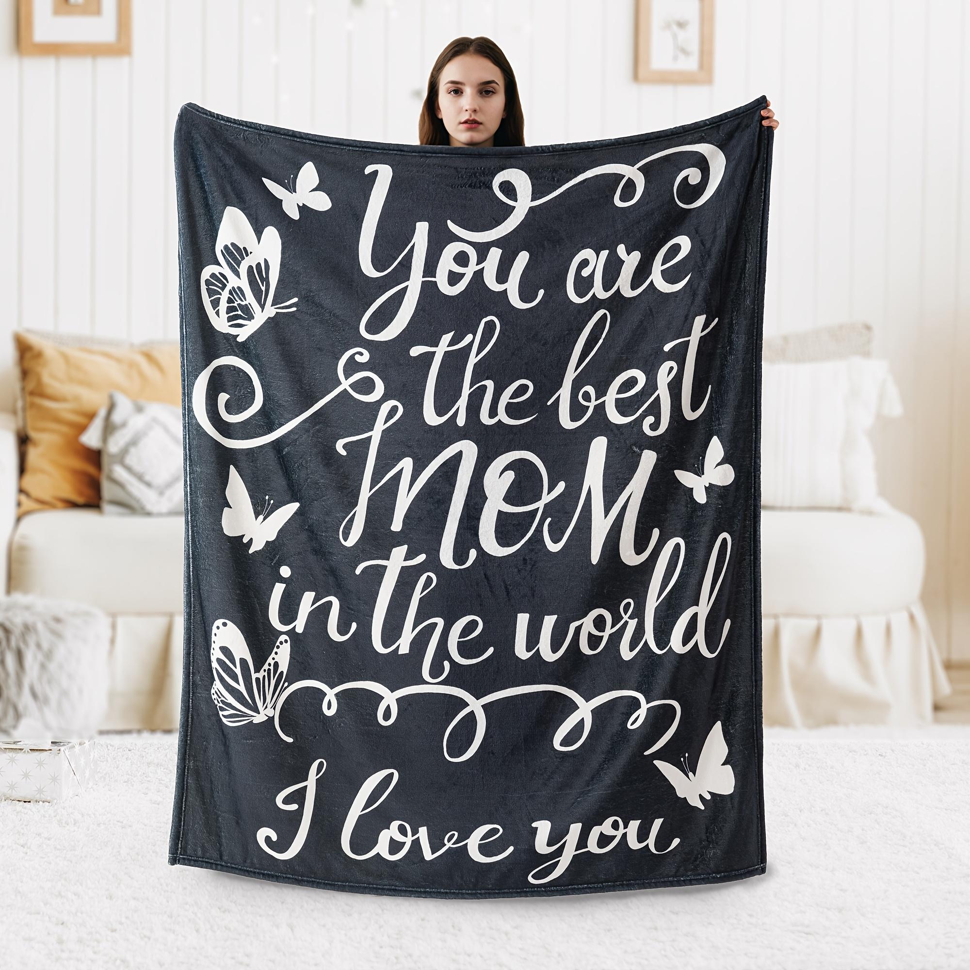 

Mom Gift Flannel Blanket - Best Mom Quote with Butterflies, All-Season Sofa Throw, Cozy Mid-Century Modern Design for Women 100x150cm