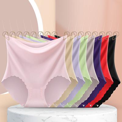 Nahtlose Höschen Hohe Taille Damen Slips Große Größe Unterhosen Einfarbig Shorts Dessous