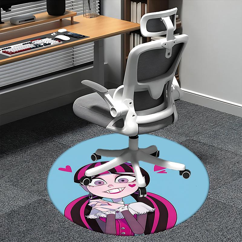 Monster High School Thema Charmante Gothic Mädchen Stuhlmatte - Runder Teppich für Heimdekoration, Bürogebrauch, Geschenkidee 0467b