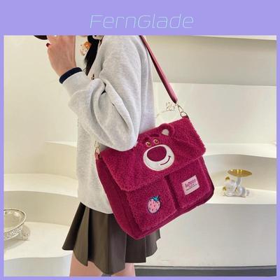 Adorable Plush Animal Pattern Handbag For Girls Spacious Commuting And School Use