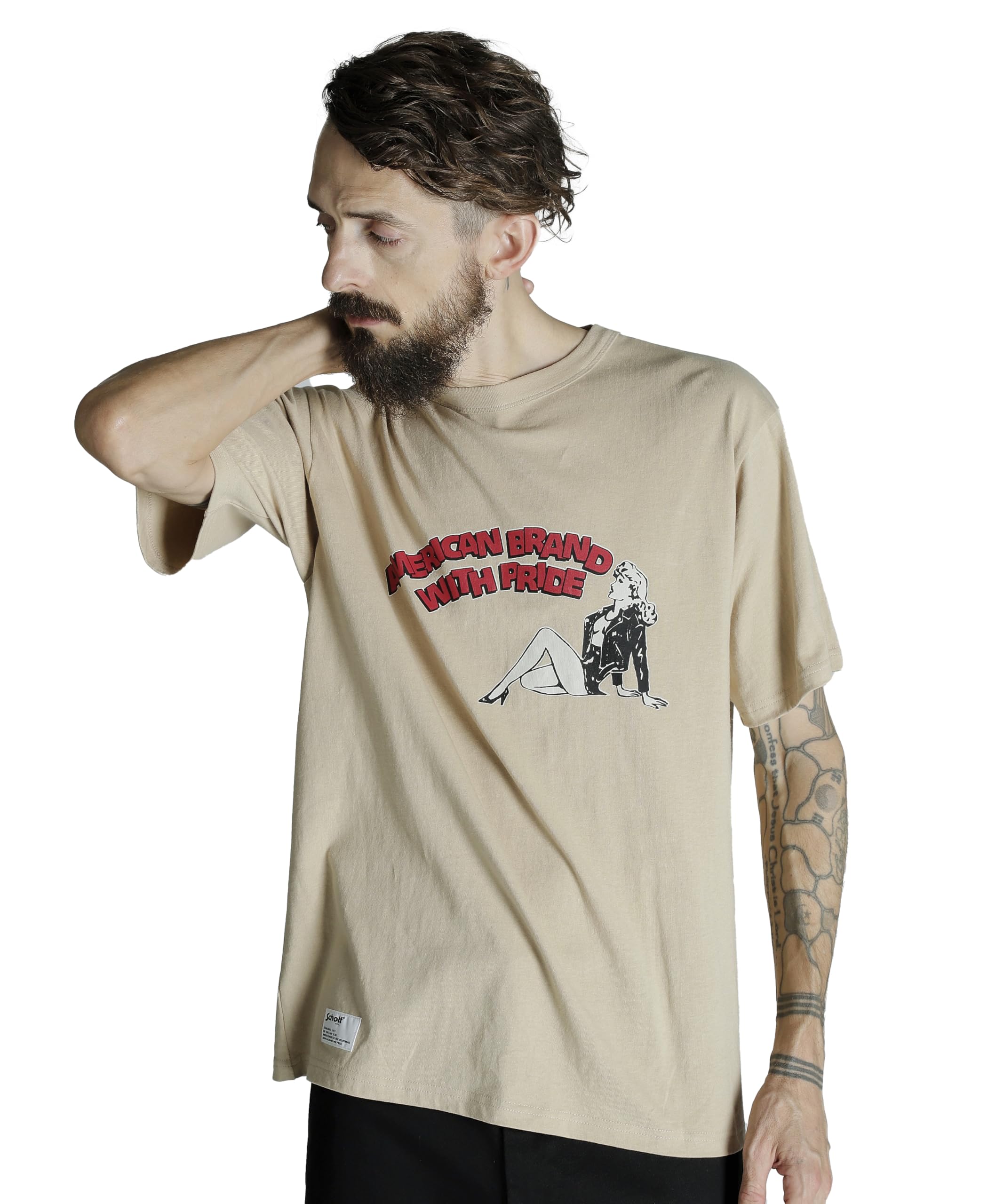 

Schott T-SHIRT GIRL Men s T-Shirt, Size L, 040, Beige, 782-5134027