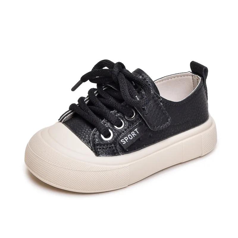 

Shallow Children Flats Shoes Boys Designer PU Leather Fashion Kids Shoes for Girls Anti-slippery Kids Sneaker Child I02243 21 чорний