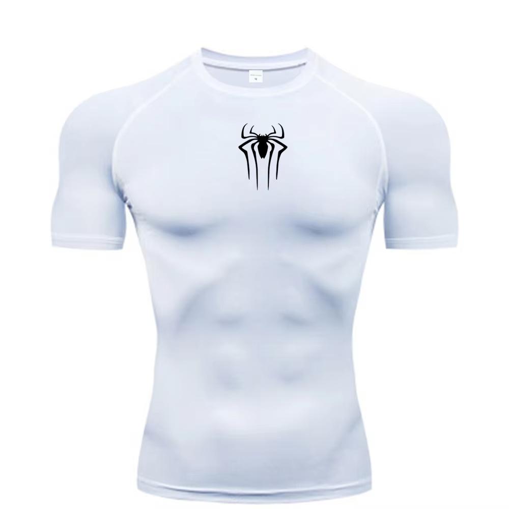 New Compression Shirt Men Fitness Gym  Sport Running spider print T-Shirt Quick Dry Short Sleeve T-Shirt For Men