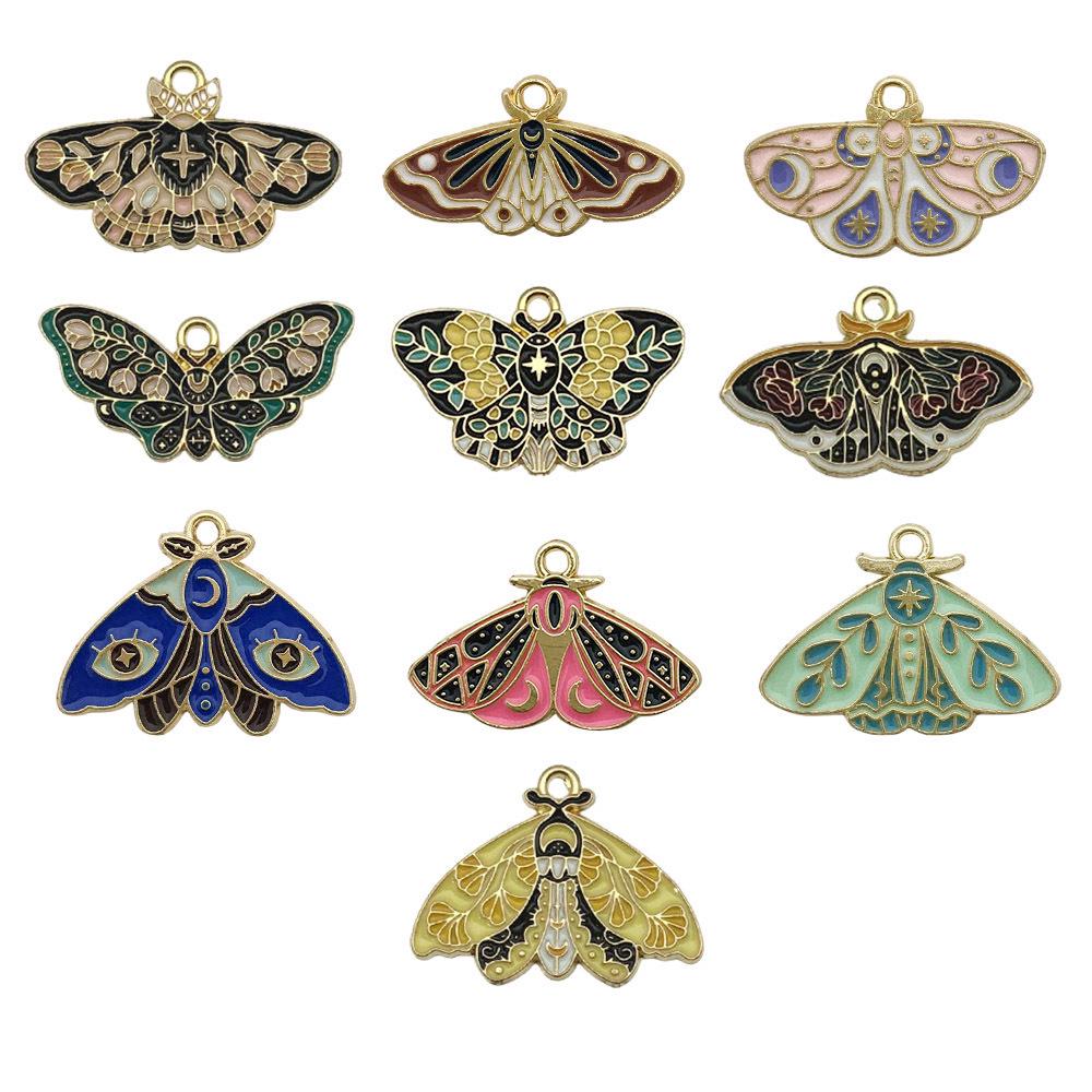 Colorful Enamel Alloy Butterfly & Leaf Pendant Charm for DIY Jewelry