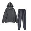 Fleece Men's Zipper Shirt Suit Loose Cardigan Hooded Sweater Sweatpants Solid Color Sportswear Two-piece Suit
