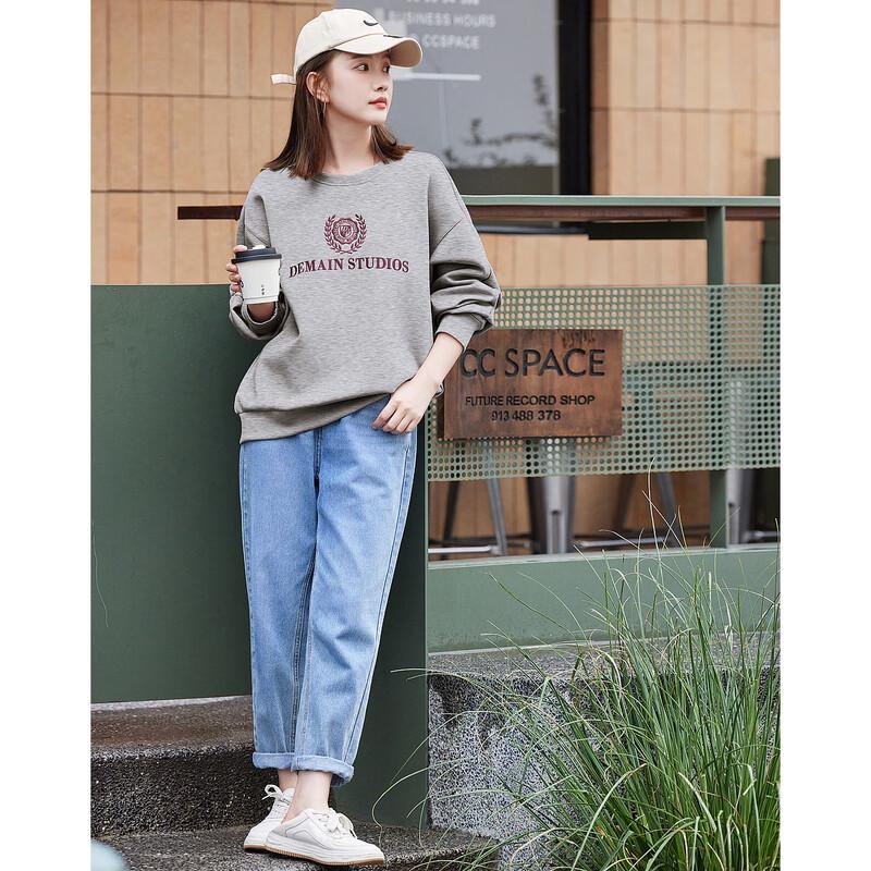 Women's Commuter Round Neck Letter Air Layer Sweatshirt